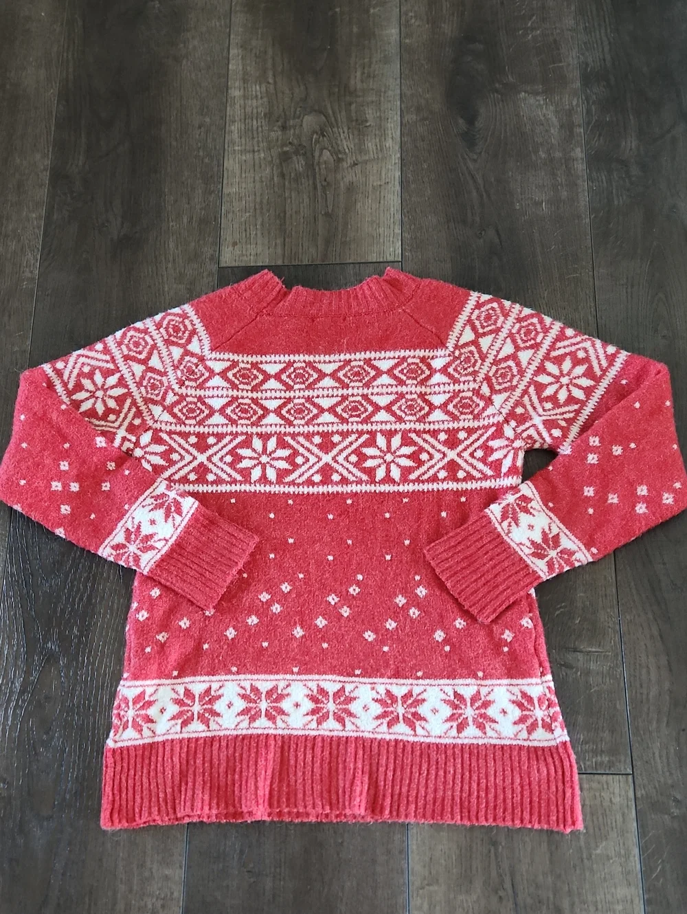 Maurices Womens S Red White Snowflake Fair Isle Knit Christmas Sweater Holiday